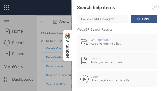 In-app support & training system