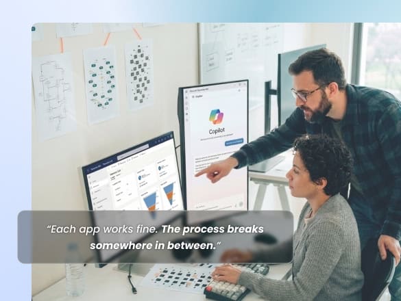 Each app works fine. The process breaks somewhere in between.